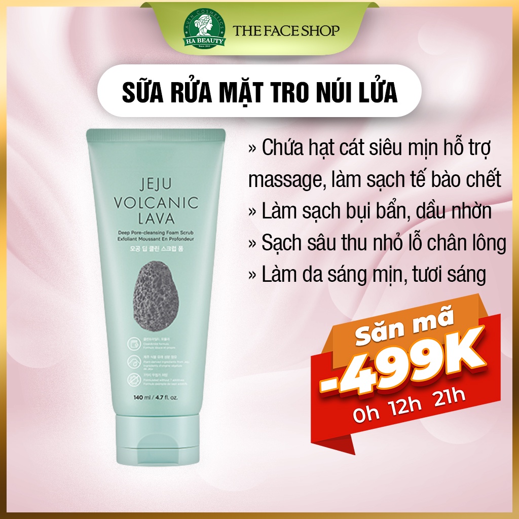 Sữa Rửa Mặt Hạt Siêu Mịn Thanh Lọc Lỗ Chân Lông THEFACESHOP JEJU VOLCANIC LAVA DEEP PORE CLEANSING FOAM SCRUB 140ml