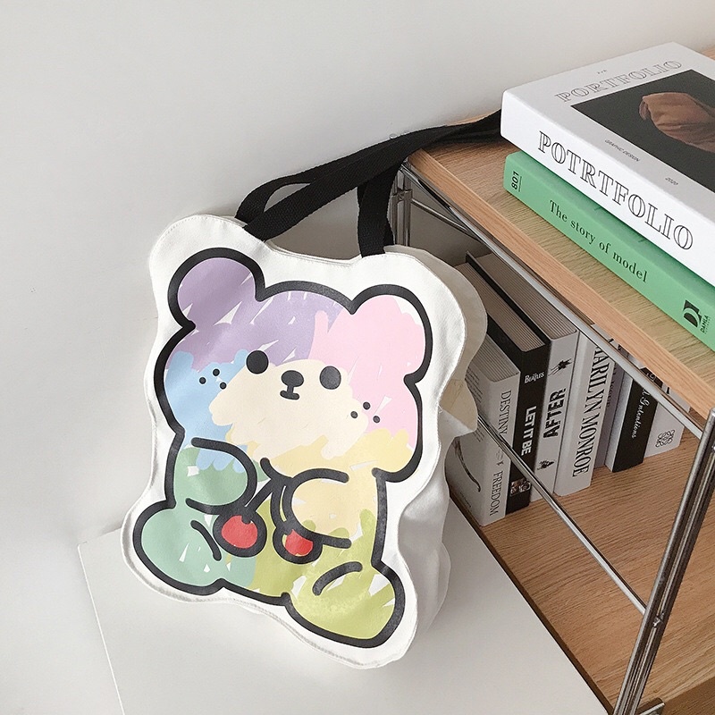 Túi đeo vai hình gấu siêu cute (vừa a4, hình thật)