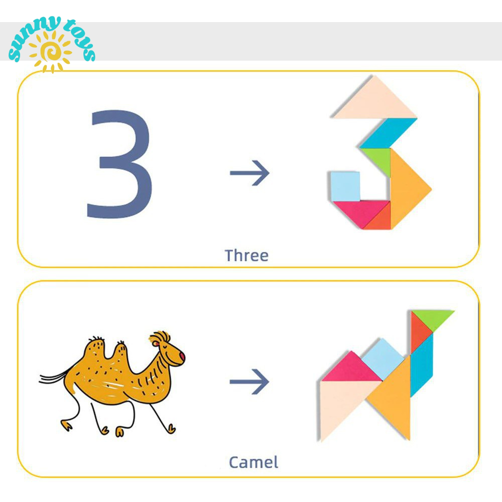 Bộ xếp hình Tangram bằng gỗ,đồ chơi sáng tạo,khám phá ,phát triển trí thông minh cho bé-SUNNY TOYS