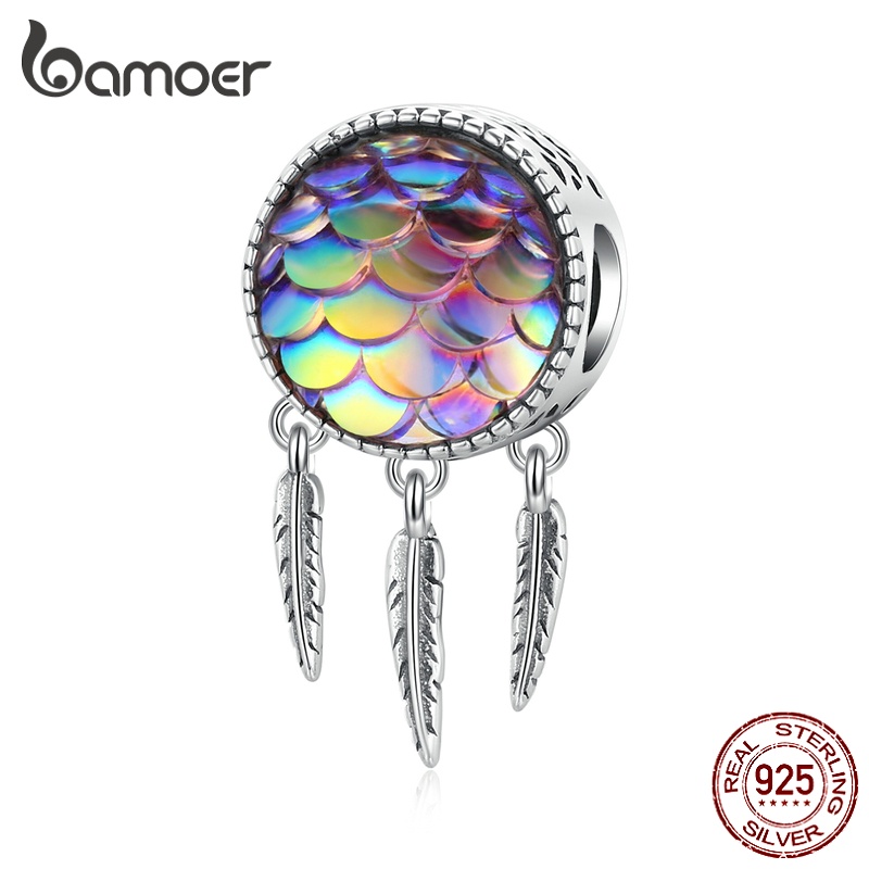 Mặt phụ kiện xỏ vòng tay BAMOER SCC1985 bằng bạc 925 tạo hình dreamcatcher sang trọng