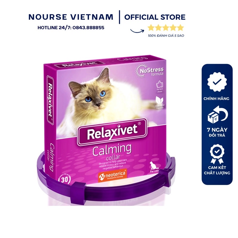 Vòng đeo cổ Relaxivet giúp giảm stress và căng thẳng cho mèo (40cm)