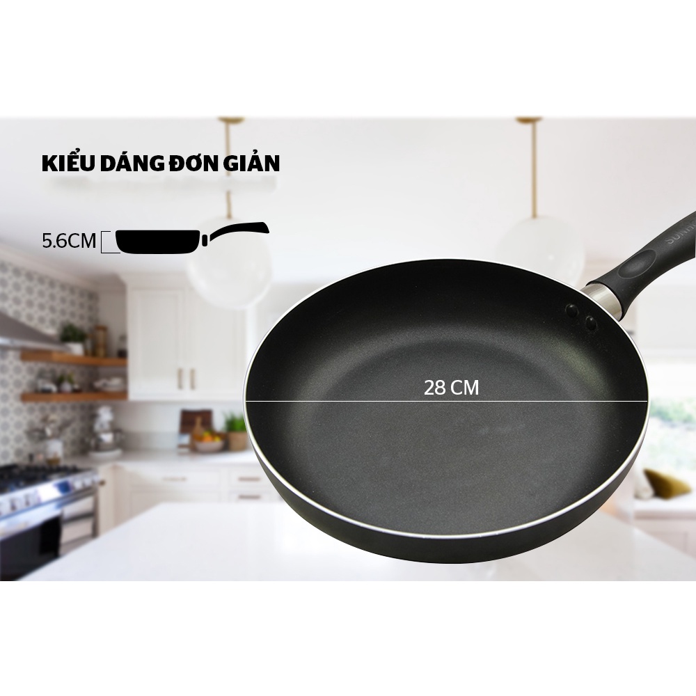 Chảo chống dính SUNHOUSE, Chảo trơn SUNHOUSE  CT24 - CT26 - CT28 - CT30, Thích hợp Bếp Gas, Bếp Hồng Ngoại, BH 12 Tháng