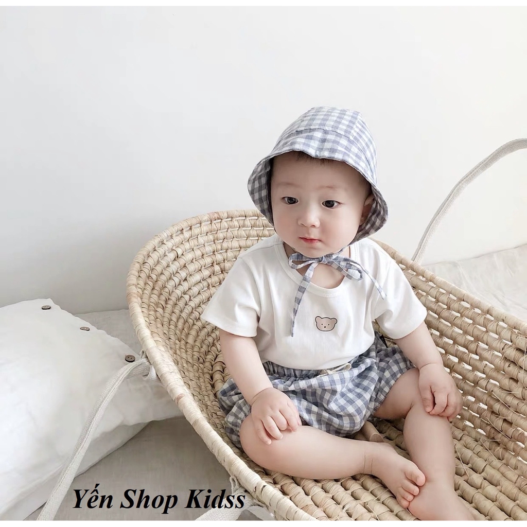 Quần Kèm Mũ Kẻ Caro Minky Mom Cho Bé (7-17kg) (SP001257 )