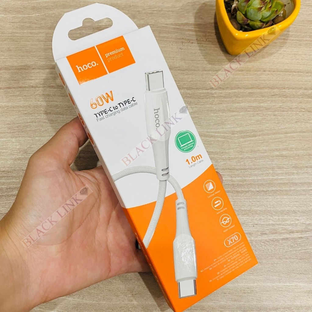 Dây Cáp Sạc HOCO X70 Type C to Type C - Dây Cáp Sạc Nhanh Pin Dự Phòng Tai Nghe Bluetooth Không Dây I12 F9 Điện Thoại