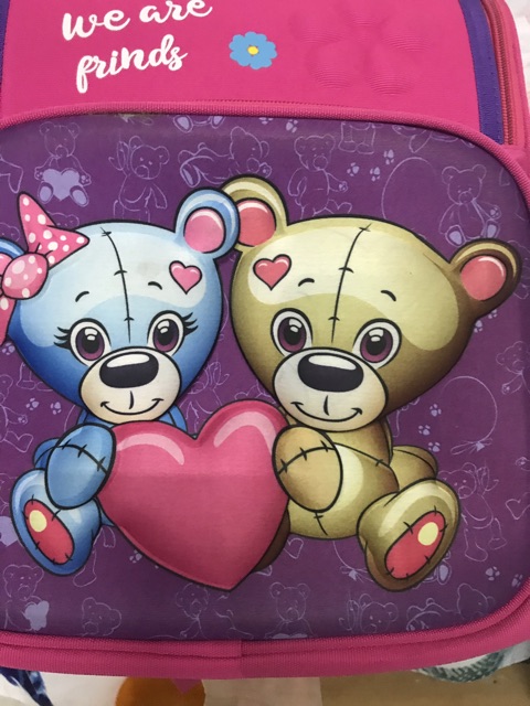 [Trợ giá] Cặp chống gù lưng cho bé gái tiểu học - Mẫu gấu ôm tim