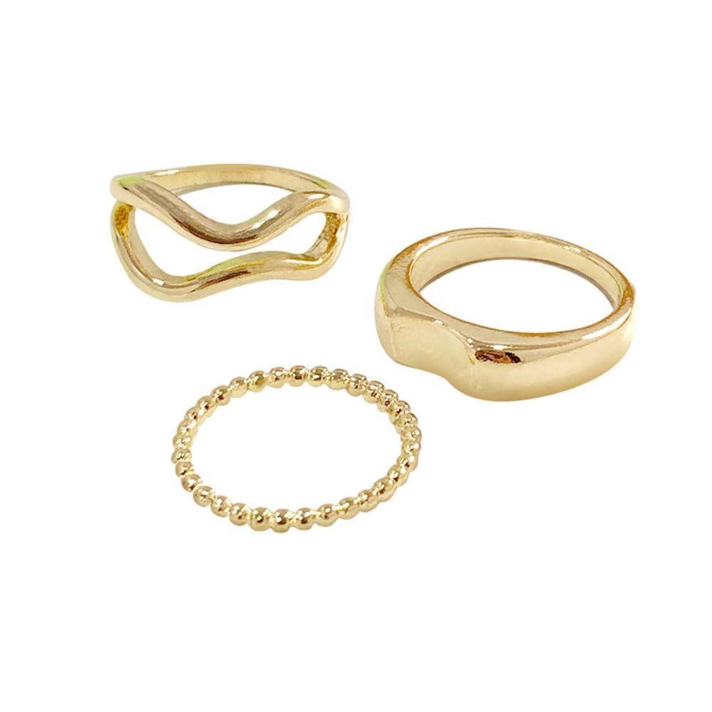 Set 3 Nhẫn Đeo Tay Kim Loại Thời Trang Cho Nữ