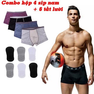 Combo hộp sịp 4 chiếc + 6 tất lười cao cấp