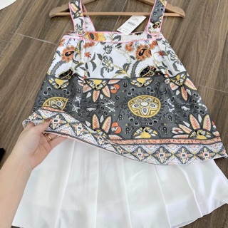 Xả set áo thổ cẩm + chân váy trắng