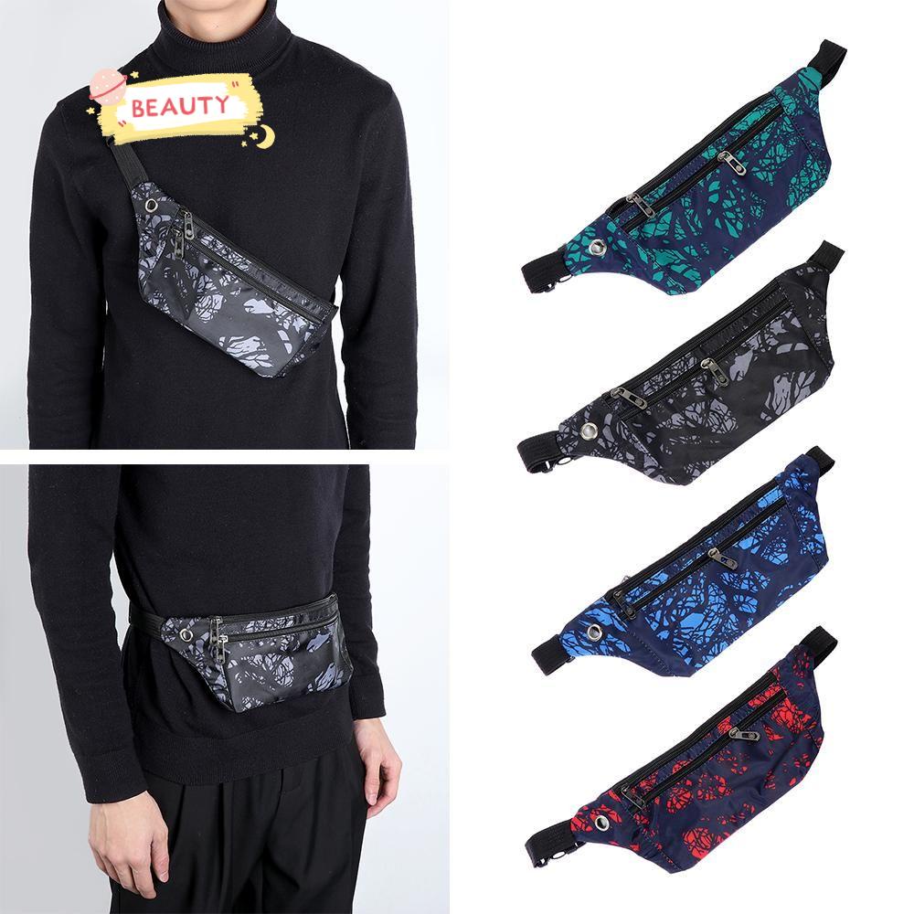 Túi thể thao đeo hông/ đeo chéo ngực khóa kéo họa tiết rằn ri chống nước thời trang unisex