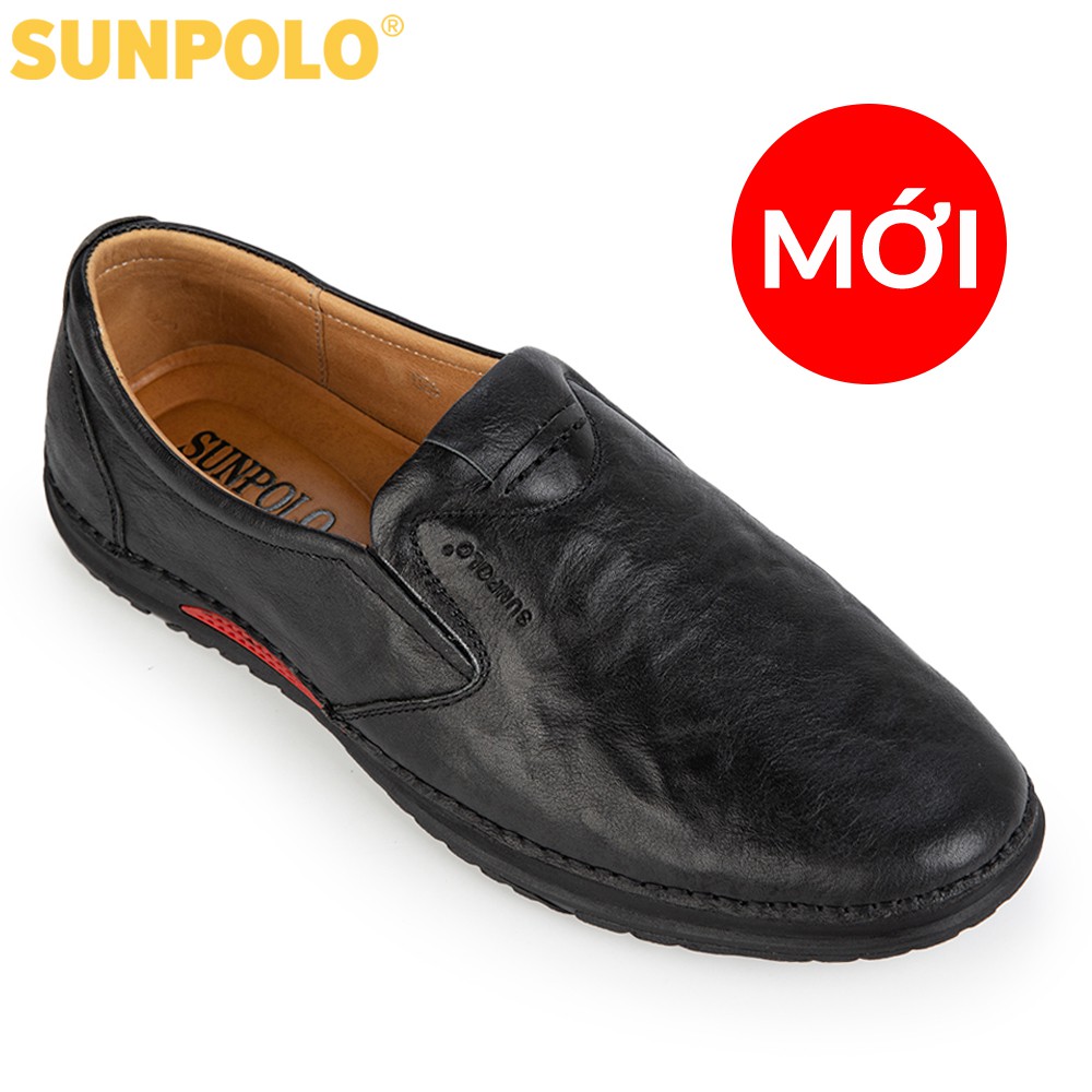 Giày Lười Nam Da Bò SUNPOLO Đen CS5026