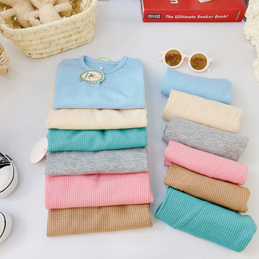 Bộ dài tay thu đông cao cấp cho bé trai bé gái sơ sinh 6-16kg, vải len tăm xuất xịn nhiều màu-BO40