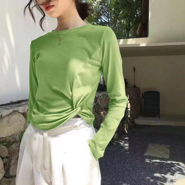 Áo Thun Lửng Tay Dài Ôm Dáng Thời Trang Cho Nữ