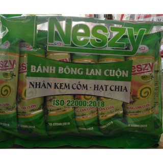 Bánh bông lan cuộn nhân sôcôla / kem cốm - Hạt chia