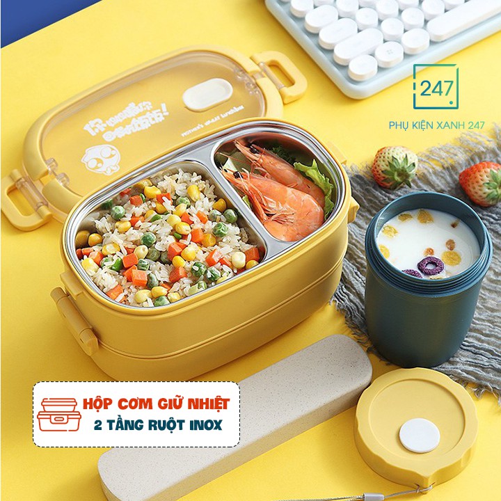 Hộp cơm văn phòng, INOX 304 cao cấp, giữ nhiệt, bảo quản thức ăn siêu tốt, 2 tầng lúa mạnh an toàn cho sức khỏe | BigBuy360 - bigbuy360.vn