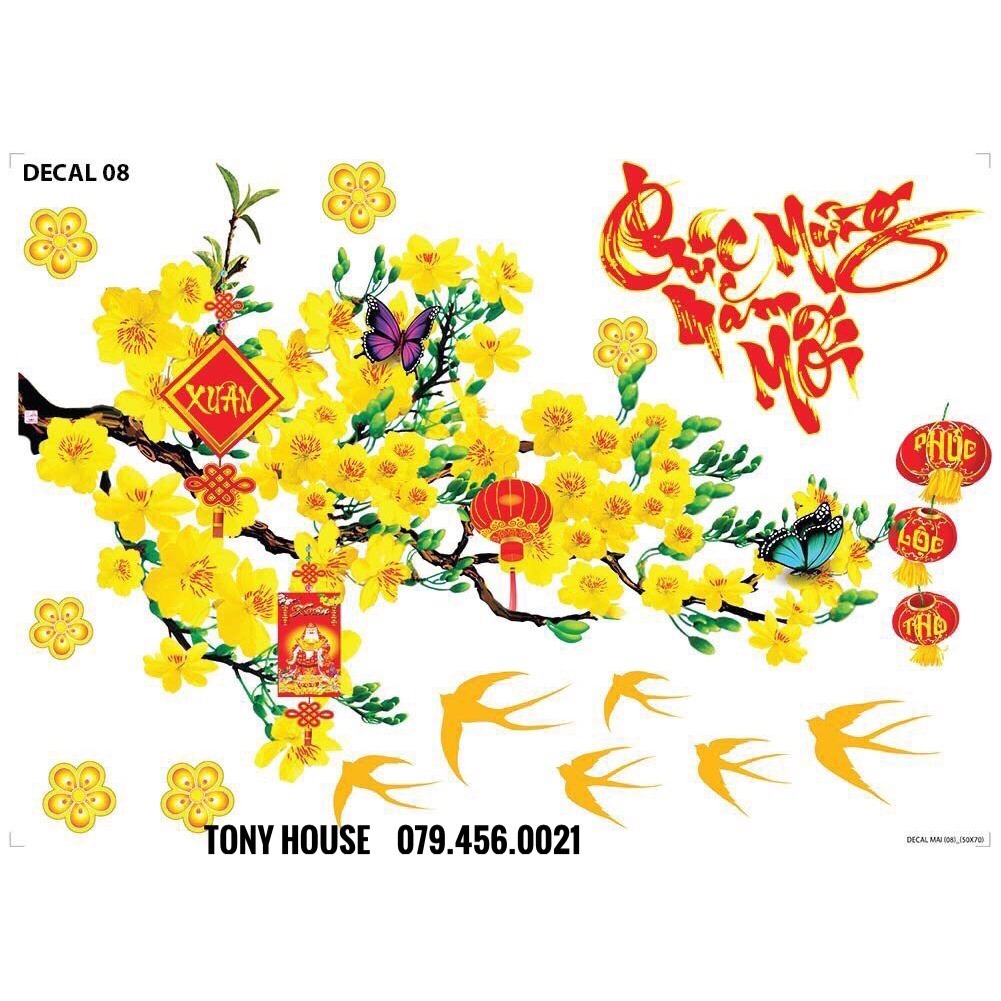 [TẾT] - DECAL trang trí tết chúc mừng năm mới thích hợp trang trí của kính- HÀNG ĐẸP
