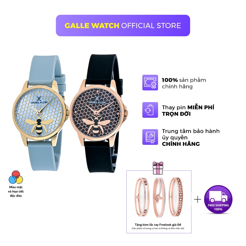 Đồng hồ nữ Daniel Klein Watch DK.1.13020 mặt nhỏ kính cứng chống xước chống nước dây Silicone đeo tay cao cấp chính hãng