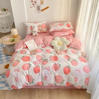 Chăn ga gối cotton living 💝 freeship 💝 bộ chăn ga cotton 100% " dâu tây " nhập khẩu 4 món