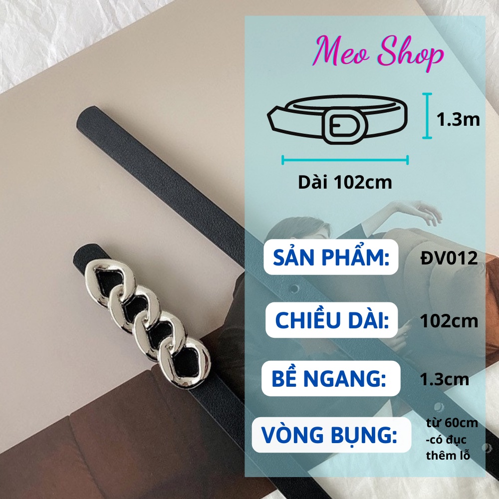 Thắt Lưng Váy Áo Quần Nữ bản nhỏ mặt Xích Xoắn ĐV012 - Thắt lưng mảnh cá tính bản nhỏ 1.3cm da đẹp phối váy áo Meo Shop