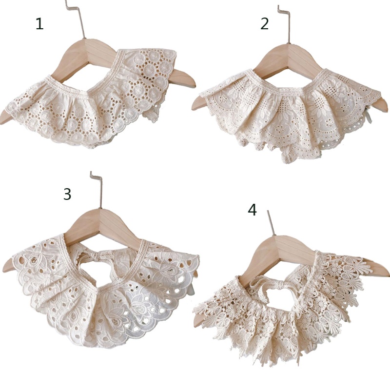 Yếm Ăn Cotton Phối Ren Hoa Dễ Thương Phong Cách Hàn Quốc Cho Bé