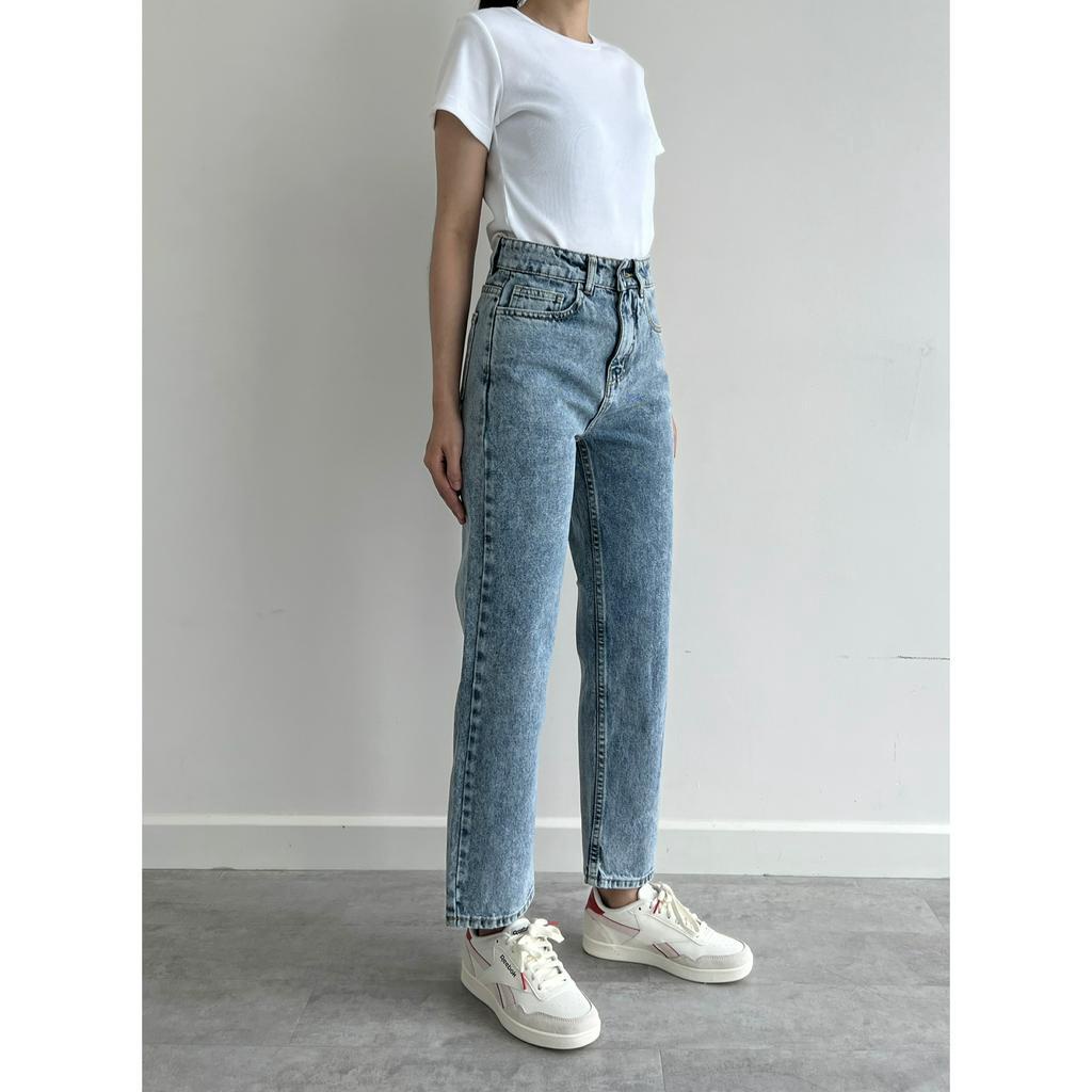 Quần Jeans Nữ Form Ống Đứng Lưng Cao Basic Kiểu Màu Xanh Và Đen Xám  Rede Jeans - VNXK (B-02M, B-07)