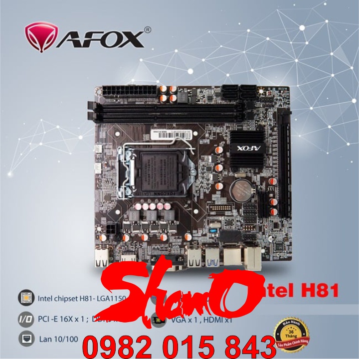 Main Afox H81 | LGA1150 | Bo mạch chủ – Chính hãng – Bảo hành 2 năm