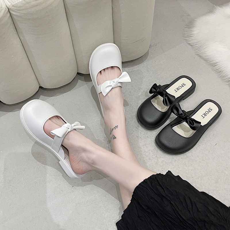 Dép Bít Mũi Đính Nơ Phong Cách Hàn Quốc Thời Trang Cho Nữ