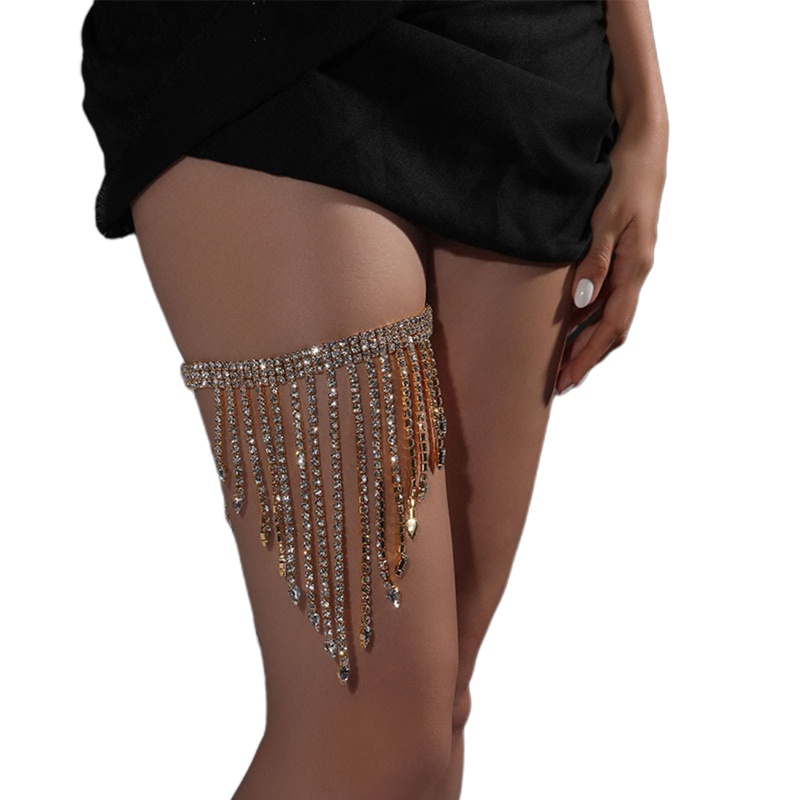 Youyo Chuỗi Dây Đeo Chân Đính Đá Phối Tua Rua Phong Cách Boho Goth Rock Club Cho Nữ