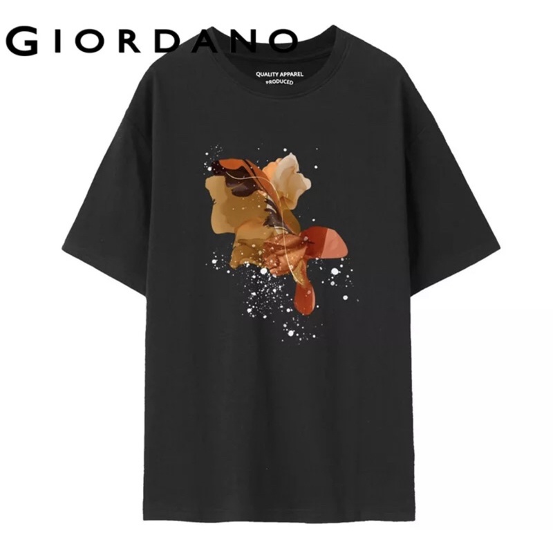 Giordano áo thu nữ T-shirt phối họa tiết thời trang cá tính size S new tag