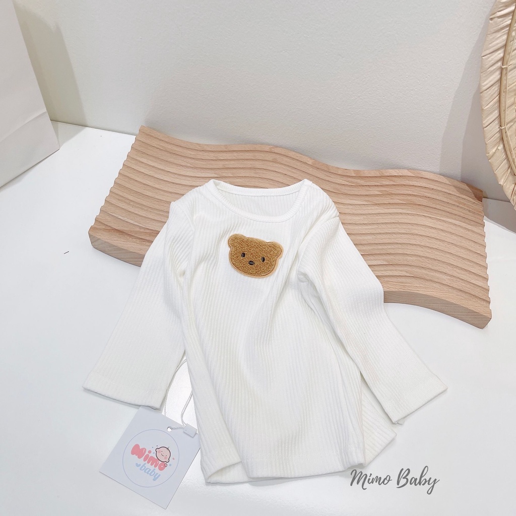 Áo cotton dài tay đính gấu thêu dễ thương cho bé QA32 Mimo Baby