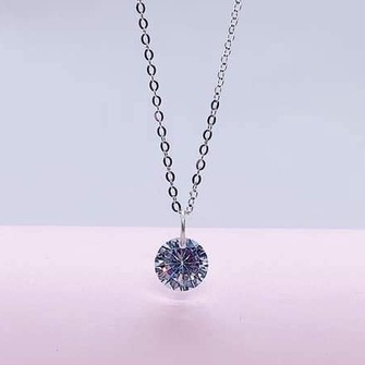 Dây chuyền bạc Dây liền mặt điểm viên đá trắng 8li phong cách đơn giản