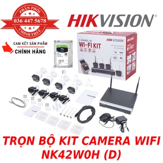 Trọn bộ kit 4 camera wifi hikvision nk42w0h - skyhawk 1tb - đầy đủ phụ kiện