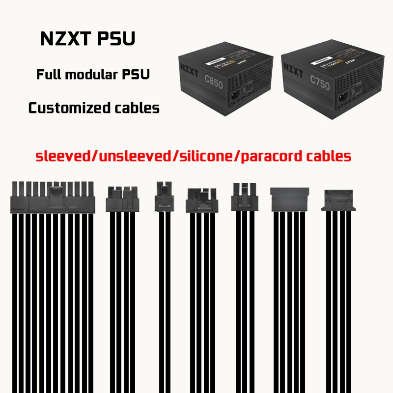 Drembigbyray mod cáp đầy đủ tùy chỉnh cho cáp thay thế NZXT PSU C650 C750 C850