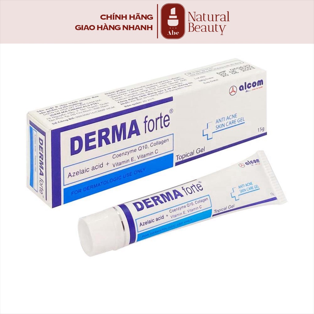 Derma Forte - Kem ngừa mụn, hết sẹo - Tuýp 15g cho mụn trứng cá, đầu đen, sạch bã nhờn date mới