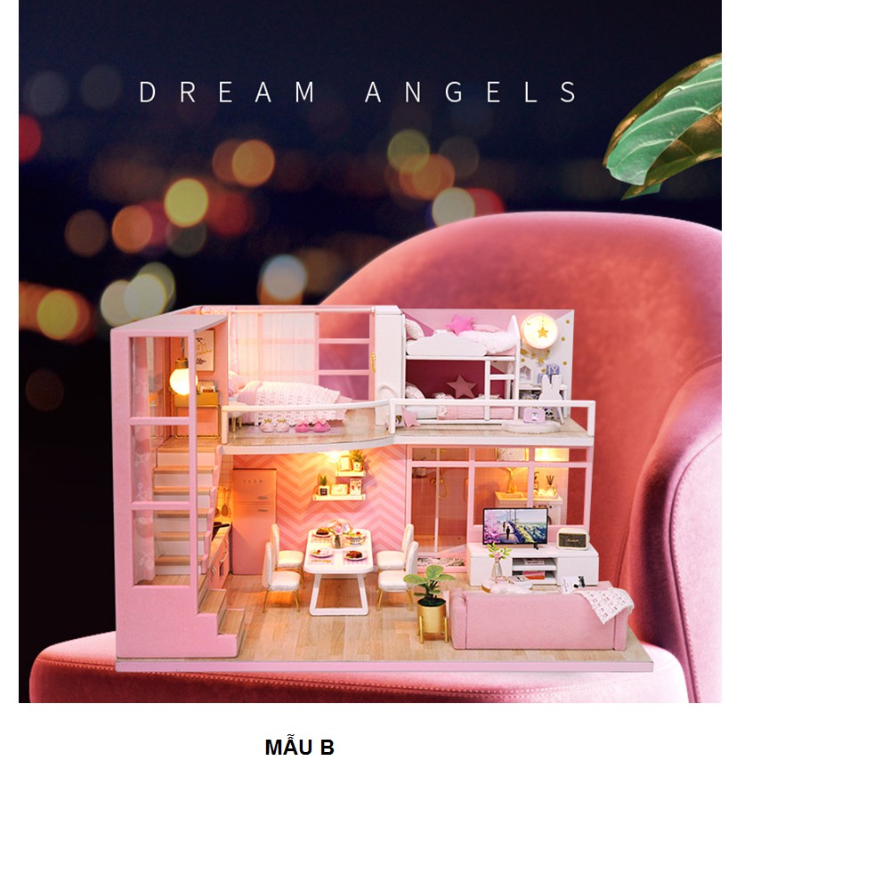 Mô hình nhà búp bê bằng gỗ lắp ghép