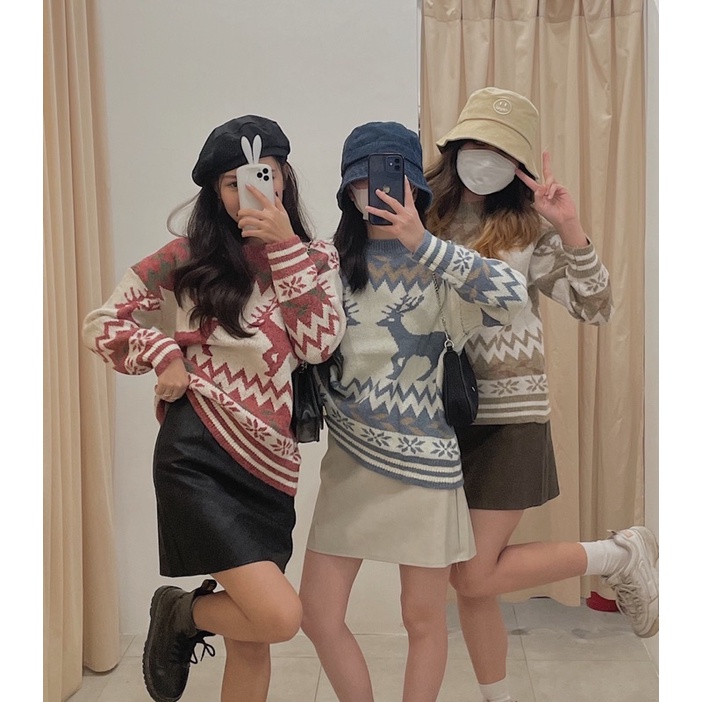 áo len hoạ tiết tuần lộc LEN144 LOLLIE STUDIO