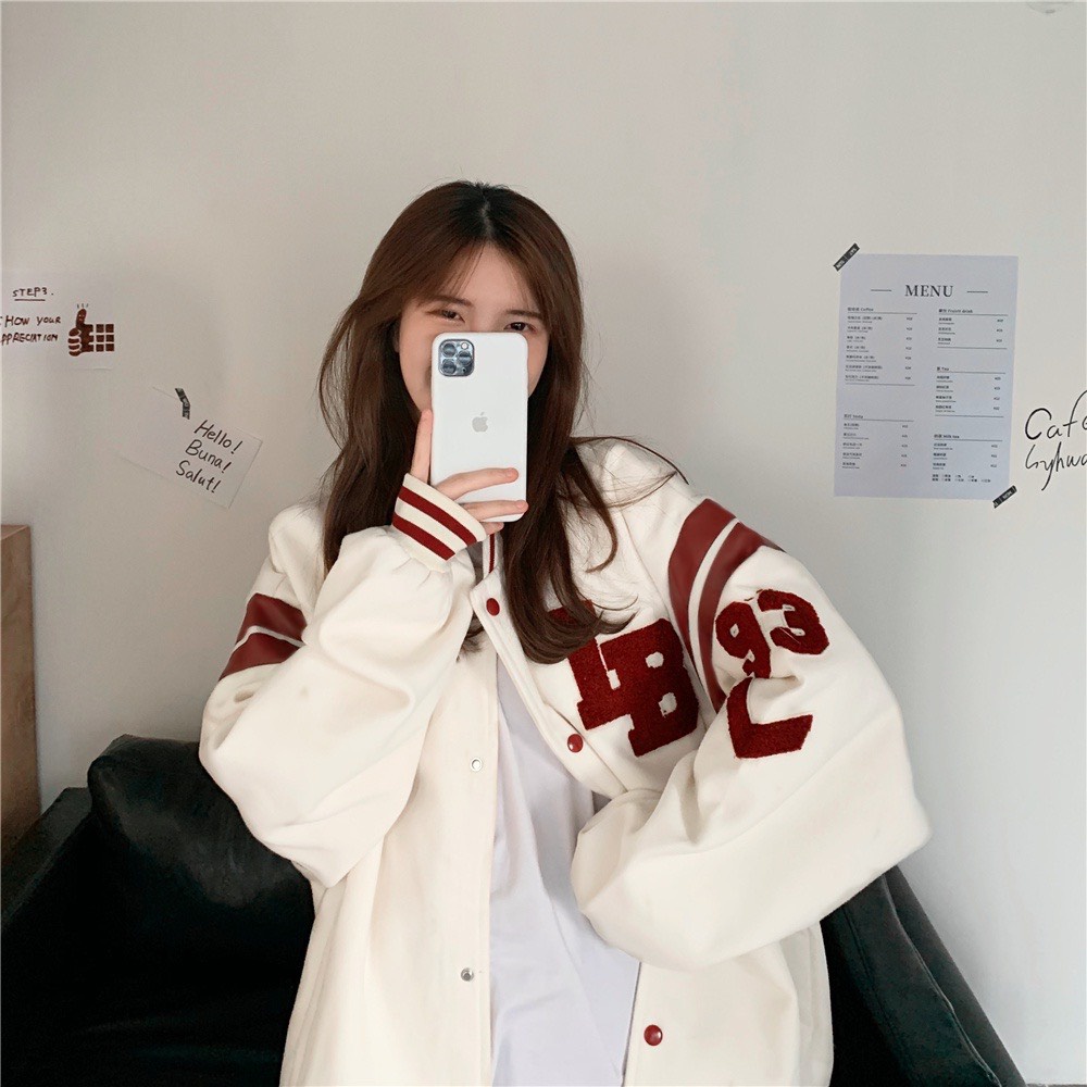 Áo Khoác Nữ, Áo Bomber Nữ Thêu Chữ LB Form Rộng Hot Trend | BigBuy360 - bigbuy360.vn