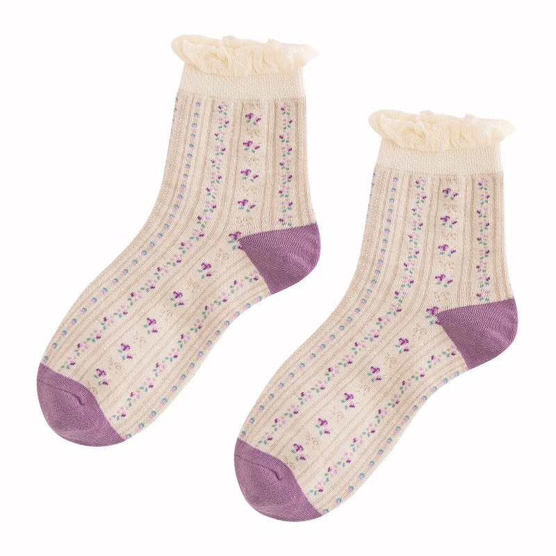 Set 3 đôi tất cổ cao Bivota vớ nữ Hàn Quốc sắc tím nhẹ nhàng T90