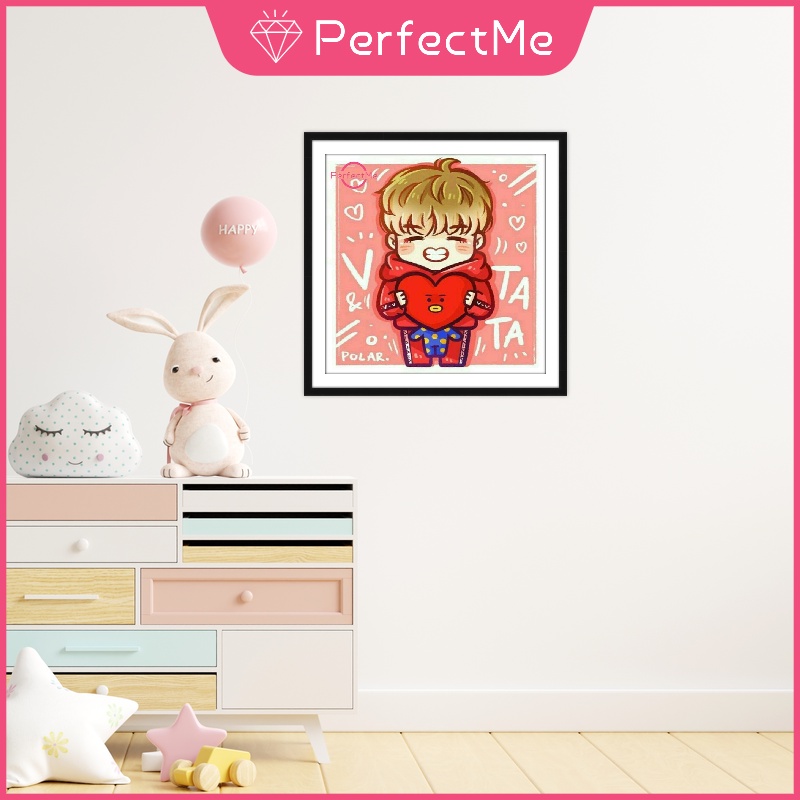 Tranh Đính Đá 5D Tự Làm Hình Nhóm Nhạc BTS 30x30cm