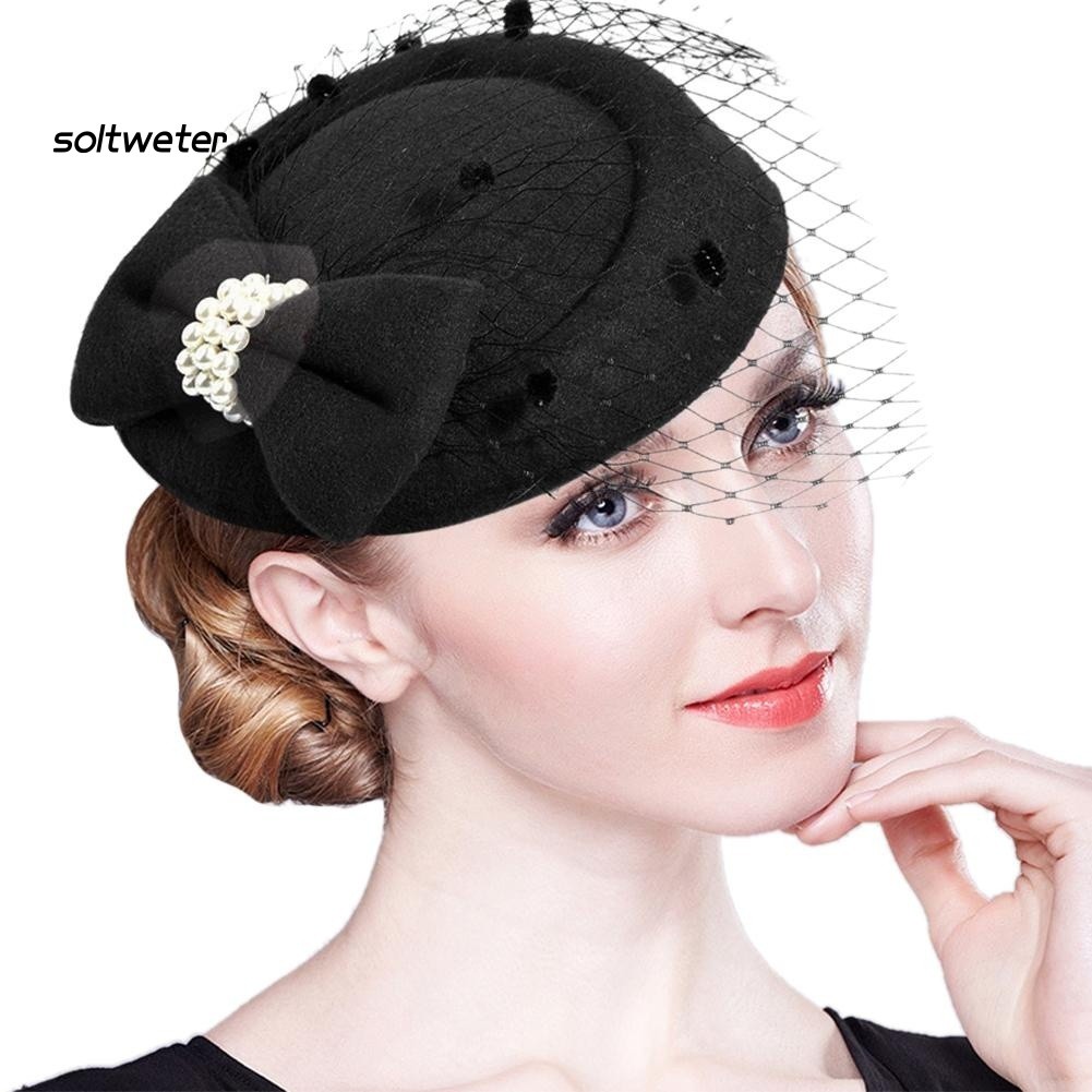 Kẹp Tóc Hình Nón Phối Lưới Đính Ngọc Trai Giả Thời Trang Cho Nữ