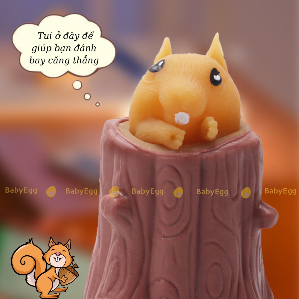 SÓC CHUỘT NÂU dẻo siêu kute Squishy hình SÓC NÂU TRỐN TRONG GỐC CÂY GUDETAMA đáng yêu