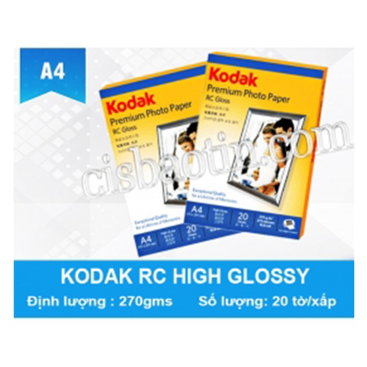 GIẤY IN ẢNH KODAK A4 RC HIGH GLOSSY 270G( XẤP 20 TỜ)