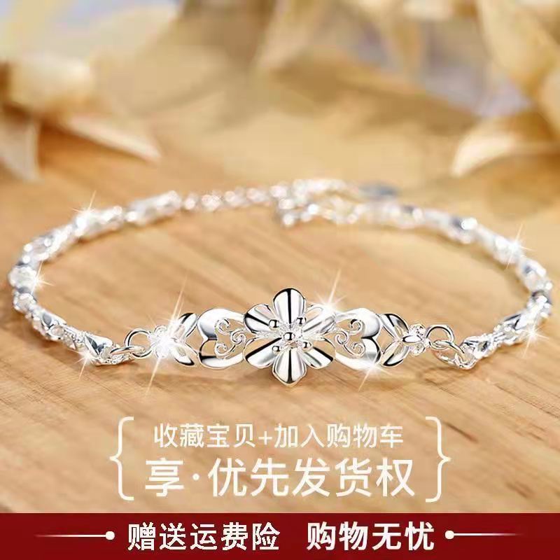 Vòng Đeo Tay Bằng Bạc 999 Chính Hãng Không Gây Dị Ứng Hình Cỏ Bốn Lá Đính Hạt Chống Dị Ứng Làm Quà Tặng Cho Bạn Nữ