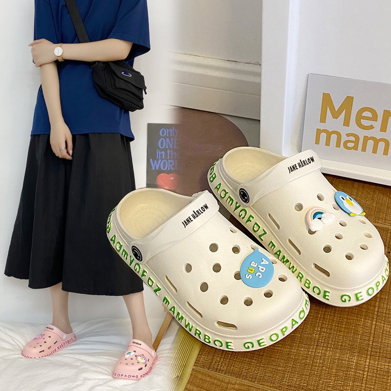 Giày Bốt Đi Mưa Đục Lỗ Thoáng Khí Hai Cách Mang Phong Cách Hàn Quốc Lingmeisnow Cho Nữ