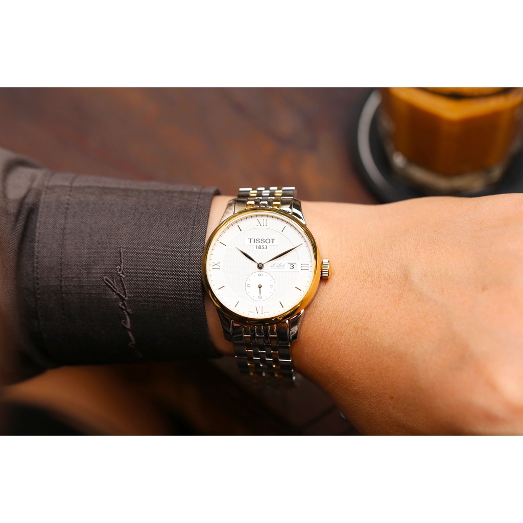 Đồng hồ Nam chính hãng Tissot Le Locle Automatic T006.428.22.038.01 Size 39,Demi vàng,Mặt trắng,Lịch-Máy cơ-Dây kim loại