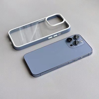Ốp Điện Thoại Cứng Trong Suốt Hai Màu Sang Trọng Chống Sốc Cho iPhone13 12 min i13 12 11 pro max