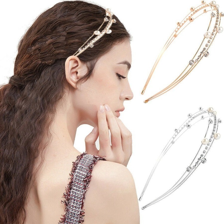 Băng Đô Hợp Kim Đính Đá / Ngọc Trai Giả Xinh Xắn Cho Nữ