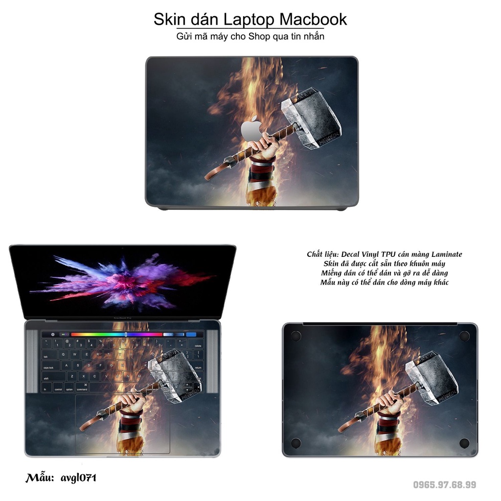 Skin dán Macbook mẫu Mjolnir - avgl071 (đã cắt sẵn, inbox mã máy cho shop)