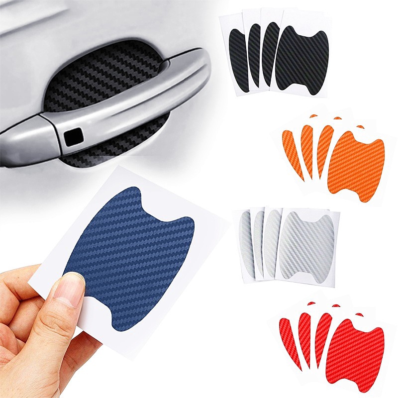 Bộ 4 Miếng Dán Sợi Carbon Chống Trầy Xước Bảo Vệ Tay Cầm Cửa Xe Hơi