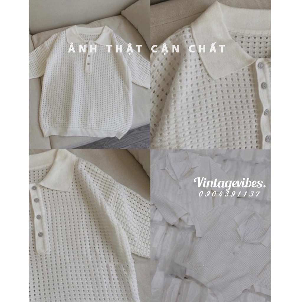 Áo len montoghi cộc tay lưới dệt basic mùa hè Ulzzang (hàng QC) - Ảnh thật