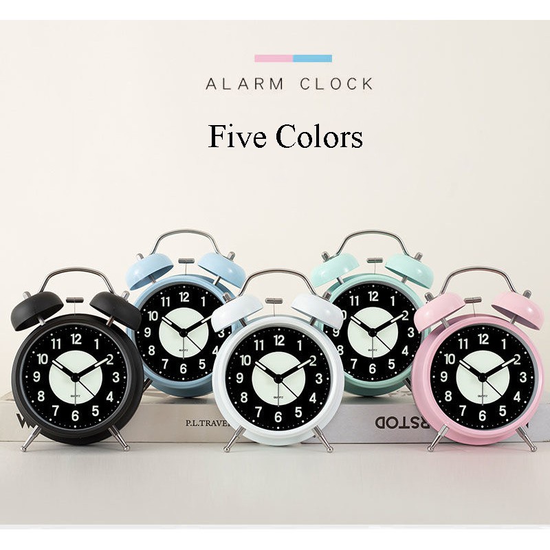 Đồng Hồ Báo Thức Analog 4Inch Chạy Pin Không Ồn Có Đèn Nền Chuyên Dụng Cho Phòng Ngủ